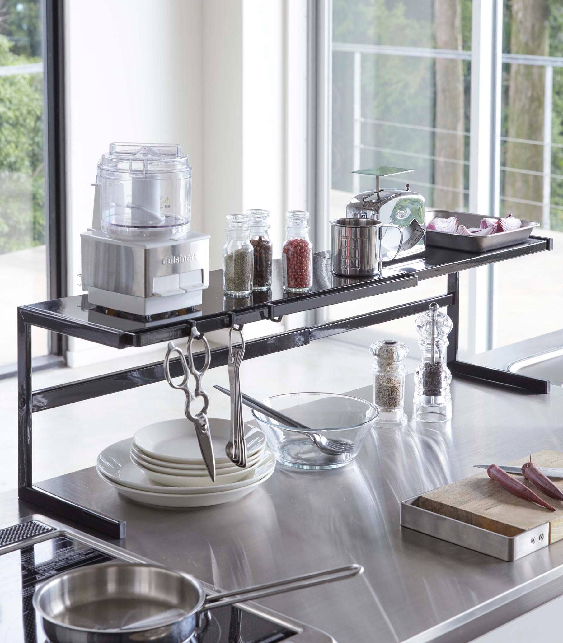 Alt View 7. Yamazaki Home - Expandable Countertop Shelf - Steel - Black.