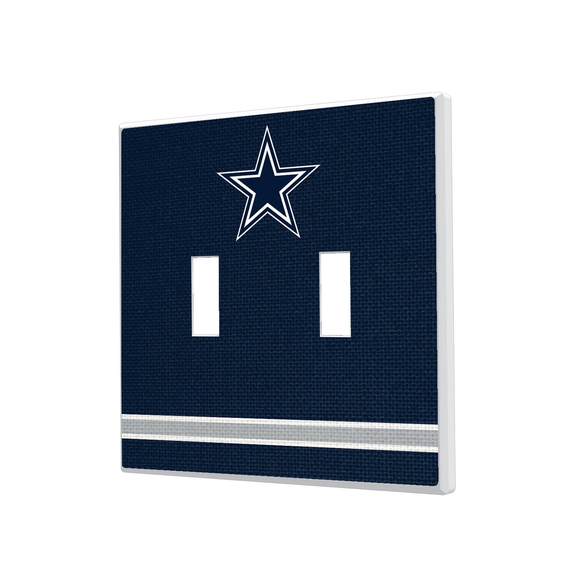 Front. Keyscaper - Dallas Cowboys Stripe Double Toggle Light Switch Plate - Multicolor.