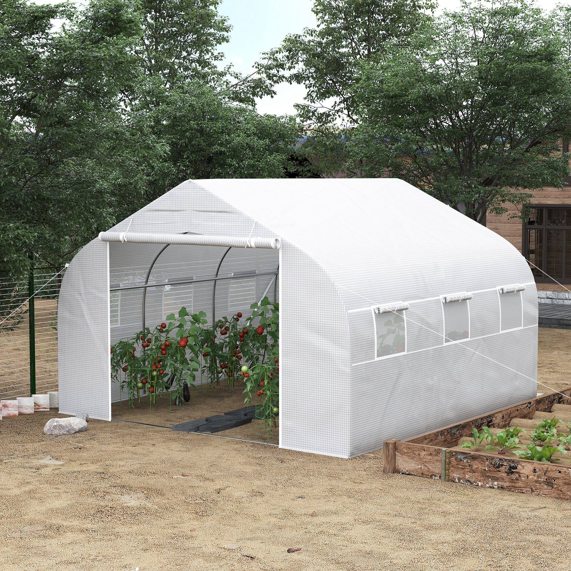 Alt View 1. Outsunny - x10 x6.5 ft Walk-in Tunnel Greenhouse with Zippered Mesh Door and 8 Mesh Windows - White.