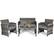 Angle. Costway - 4 PCS Patio Cushioned Rattan Sofa with Glass Top Table - Gray.