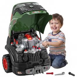 Qaba - Engine Toy, Kids Mechanic Repair Set with Spray, Lights, Sounds - Green