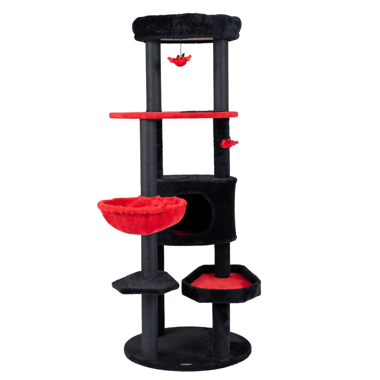 Alt View 9. Gymax - Gymax Gothic Cat Tree for Indoor Cats 60'' Cat Tower w/Plush Perch Condo Hammock.