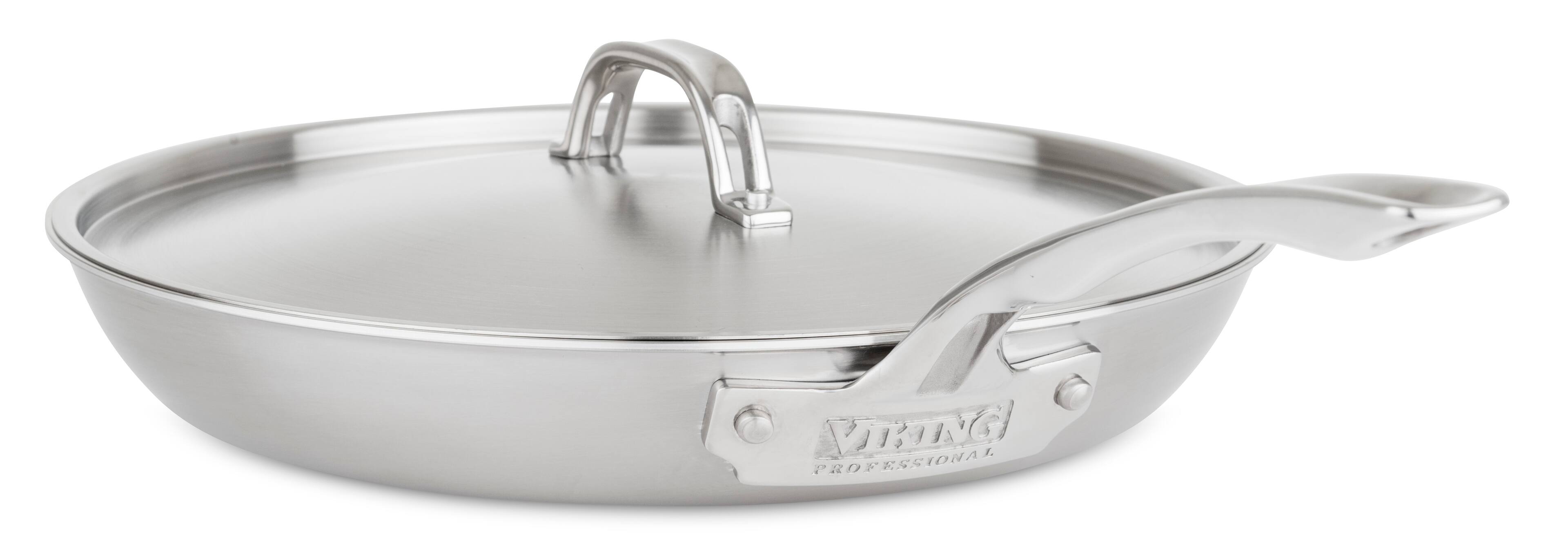 Angle. Viking - Professional 5 Ply 12" Covered Fry Pan, Nonstick - Satin.