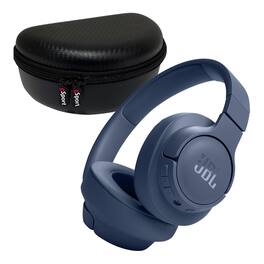 JBL - Tune 720BT Wireless Over Ear Bluetooth Headphone Bundle with gSport Case - Blue