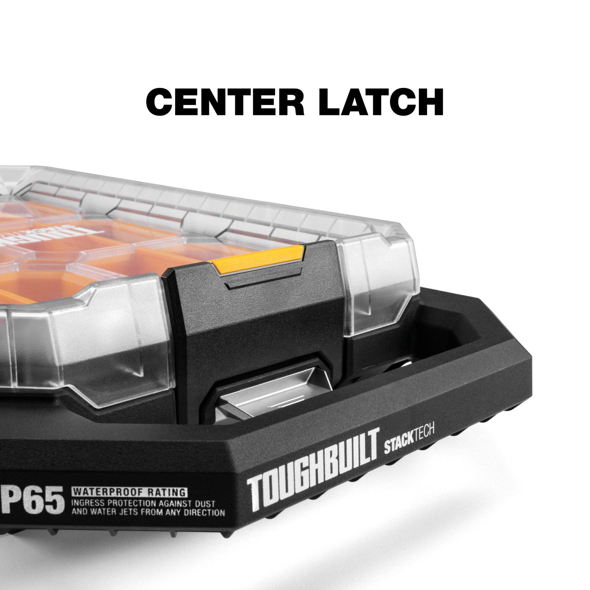 CENTER LATCH  
NRE STACKTECH P65  
WATERPROOF WATER PROTECTION JETS FROM RATING AGAINST ANY DIRECTION DUST TOUGH BUILT