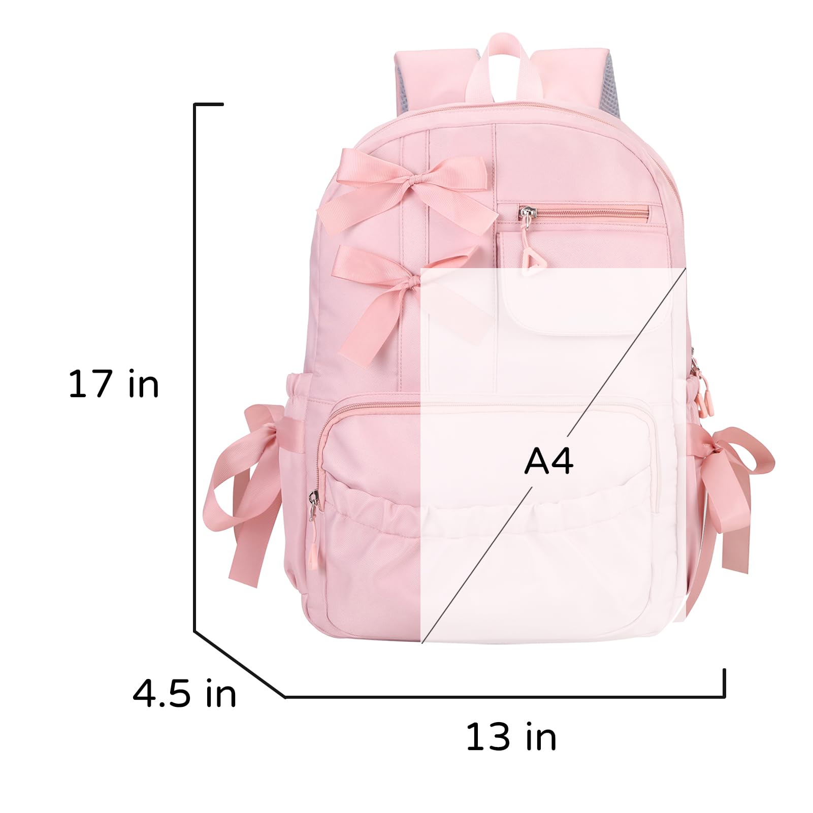 Back. Stamp n Camp - Backpack With Bow For School Coquette Bookbag Dance Bag - Black.