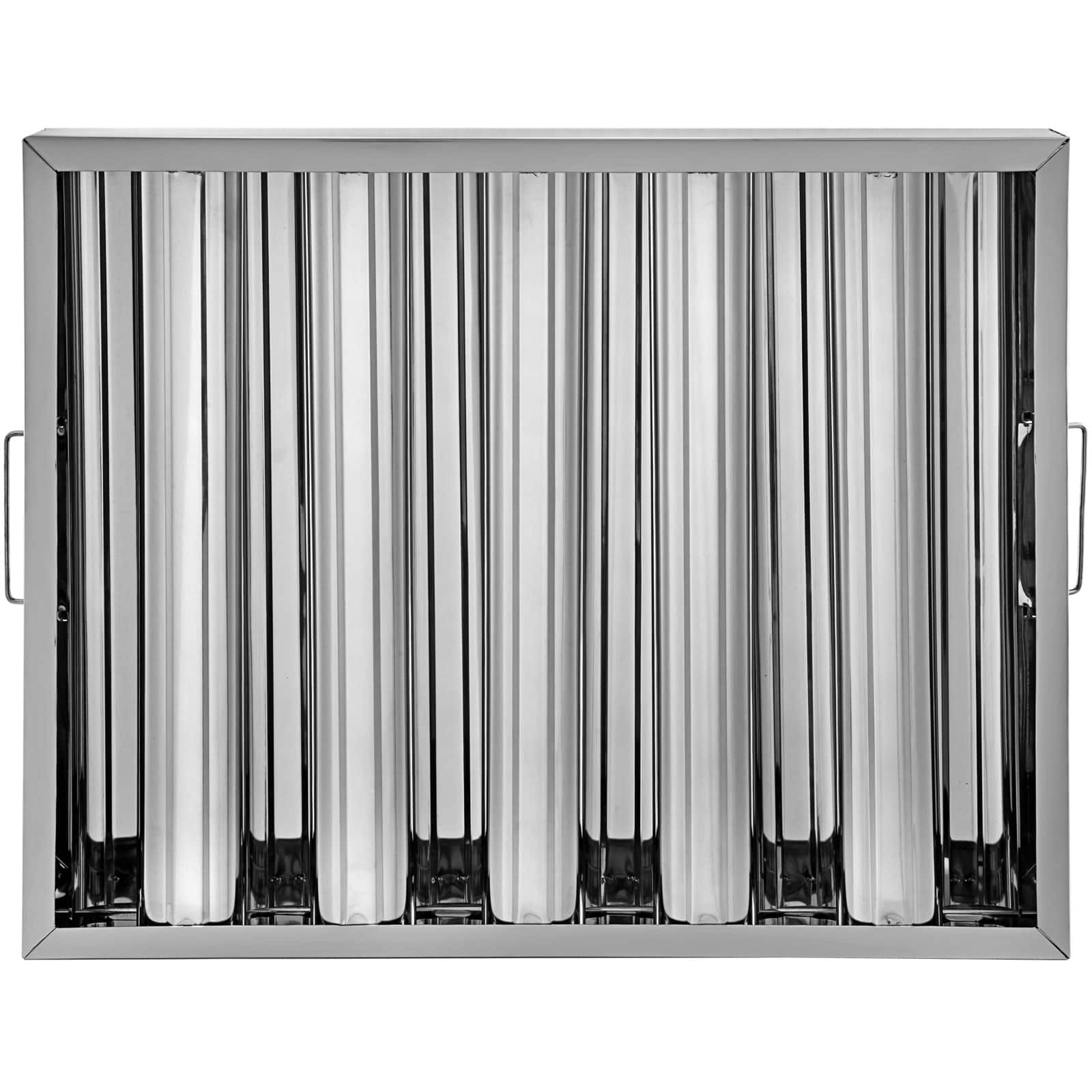 VEVOR - Pack of 6 Hood Filters 19.5W x 15.5H Inch, 430 Stainless Steel 5 Grooves Commercial Hood Filters, Range Hood Filter - Silver