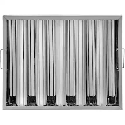 Front. VEVOR - Pack of 6 Hood Filters 19.5W x 15.5H Inch, 430 Stainless Steel 5 Grooves Commercial Hood Filters, Range Hood Filter - Silver.