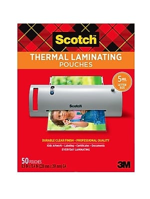 Scotch - Thermal Laminating Pouches, Letter Size, 5 Mil, 50/Pack (TP5854-50) - Transparent price history on PriceWatchPro