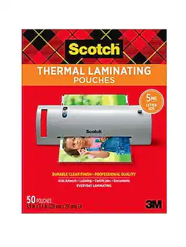 Scotch - Thermal Laminating Pouches, Letter Size, 5 Mil, 50/Pack - Transparent