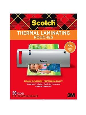Scotch Thermal Laminating Pouches
5 Mil Letter Size
Durable Clear Finish
Professional Quality
Kids Artwork - Labeling - Certificates - Documents
Everyday Laminating
50 Pouches
8.5" x 11.4" (228 mm x 291 mm) EA
3M
