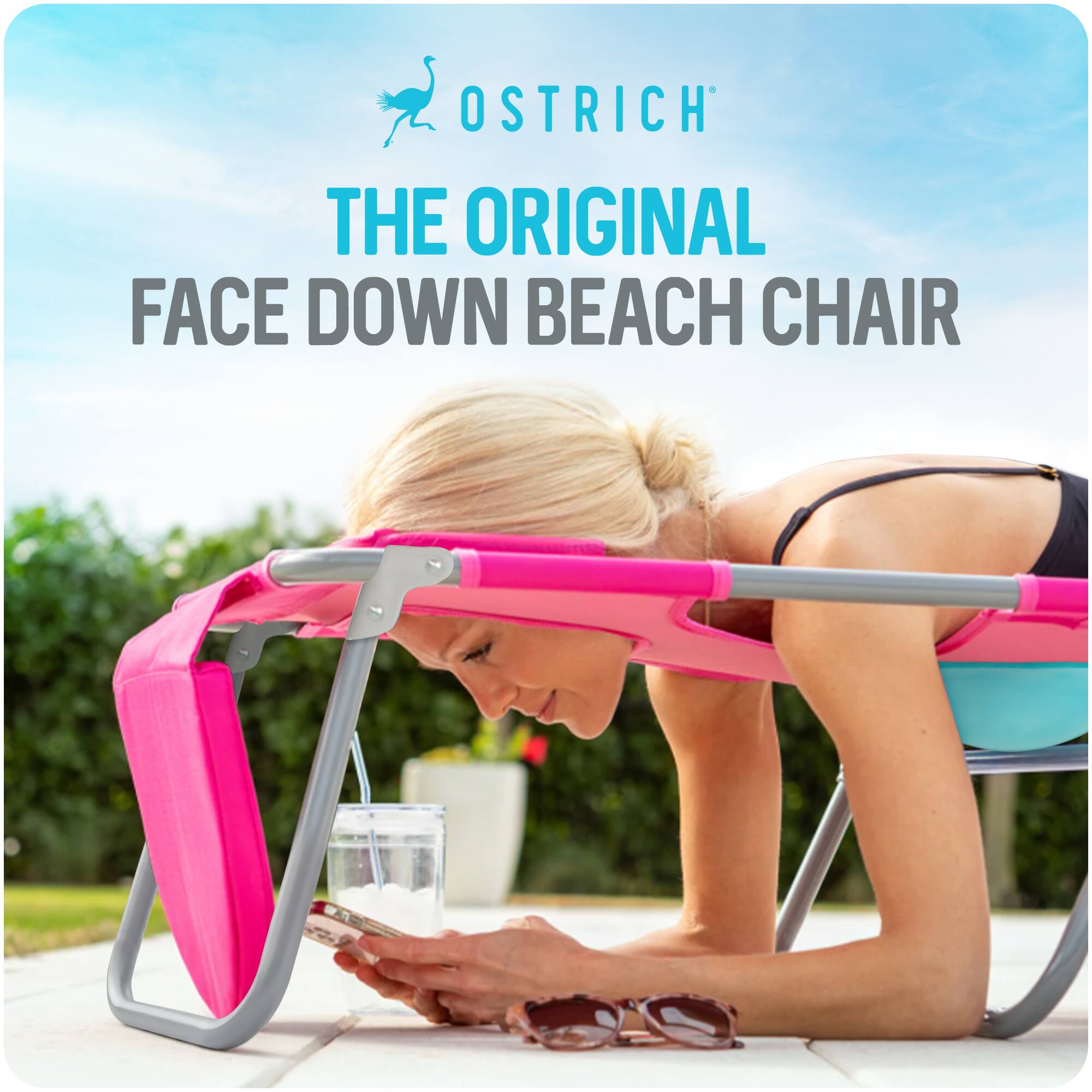 OSTRICH  
THE ORIGINAL  
FACE DOWN BEACH CHAIR