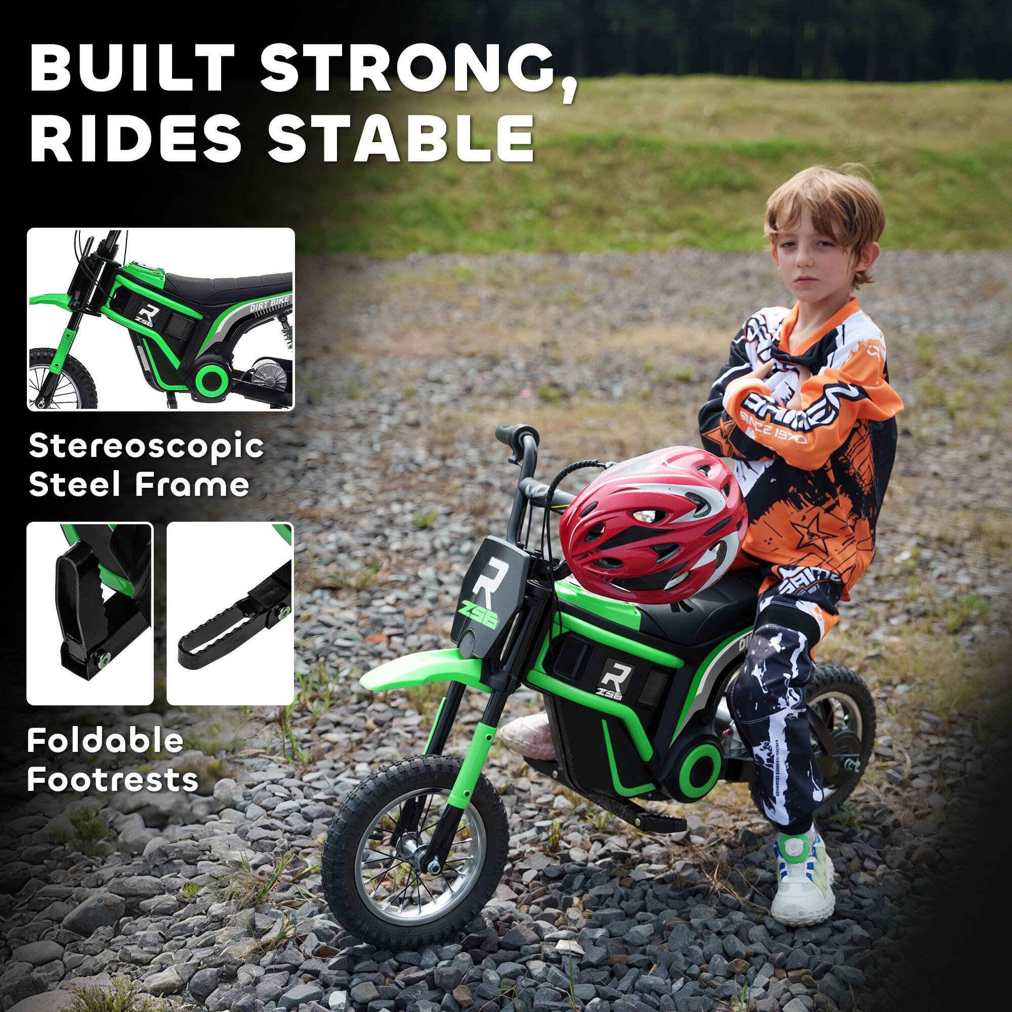 BUILT STRONG, RIDES STABLE

Stereoscopic Steel Frame

Foldable Footrests