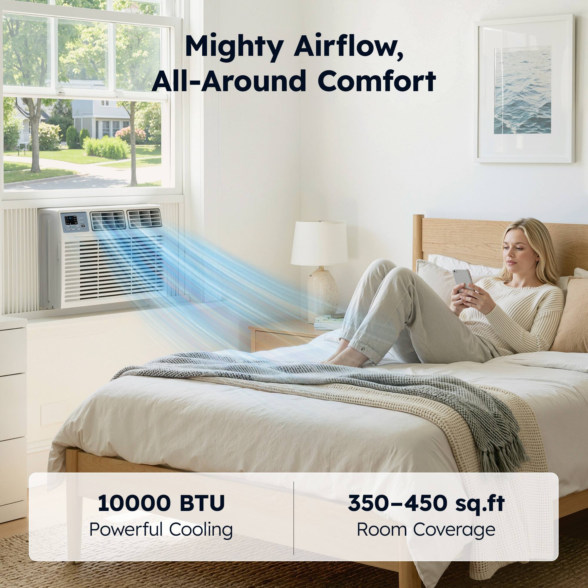 Mighty Airflow, All-Around Comfort  
10000 BTU Powerful Cooling  
350-450 sq.ft Room Coverage