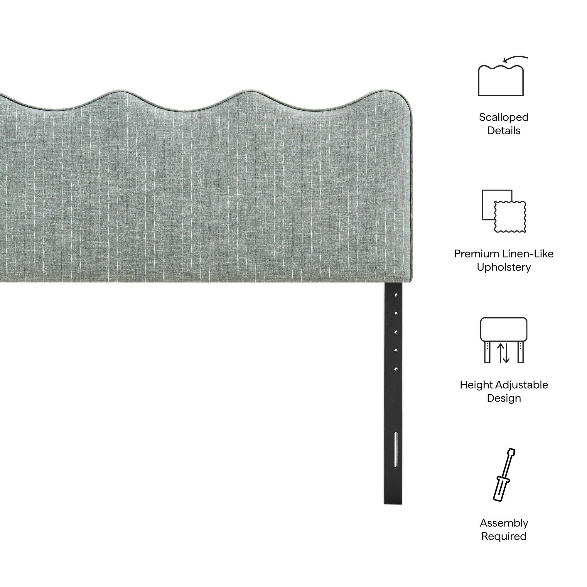 Scalloped Details  
Premium Linen-Like Upholstery  
Height Adjustable Design  
Assembly Required