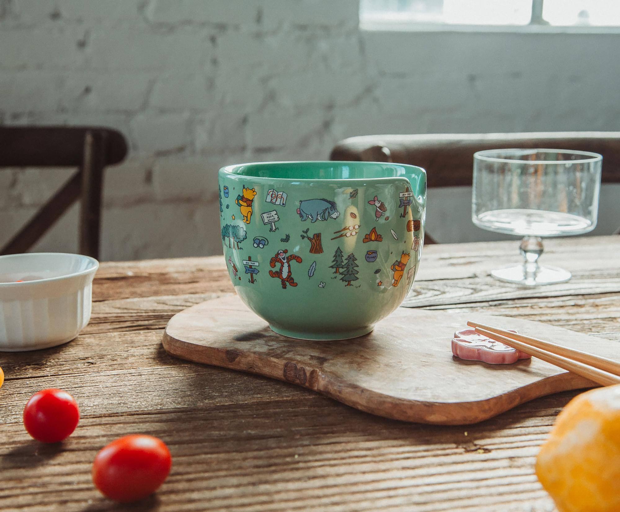Alt View 3. Disney - Disney Winnie the Pooh Allover Icons 20-Ounce Ramen Bowl and Chopstick Set - Blue.
