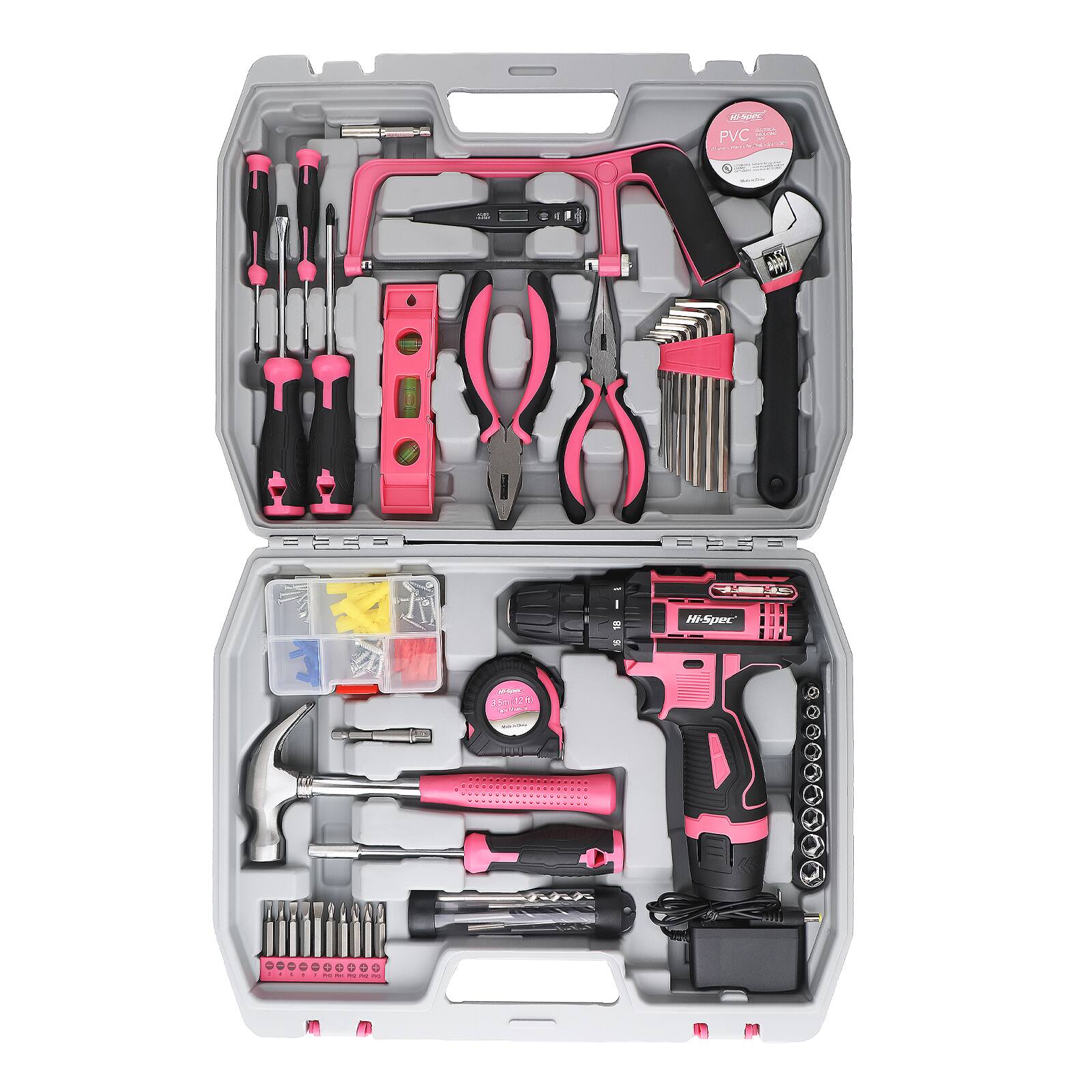 Sugift 121 Piece Home Tool Set with 12V Cordless Drill – and Black