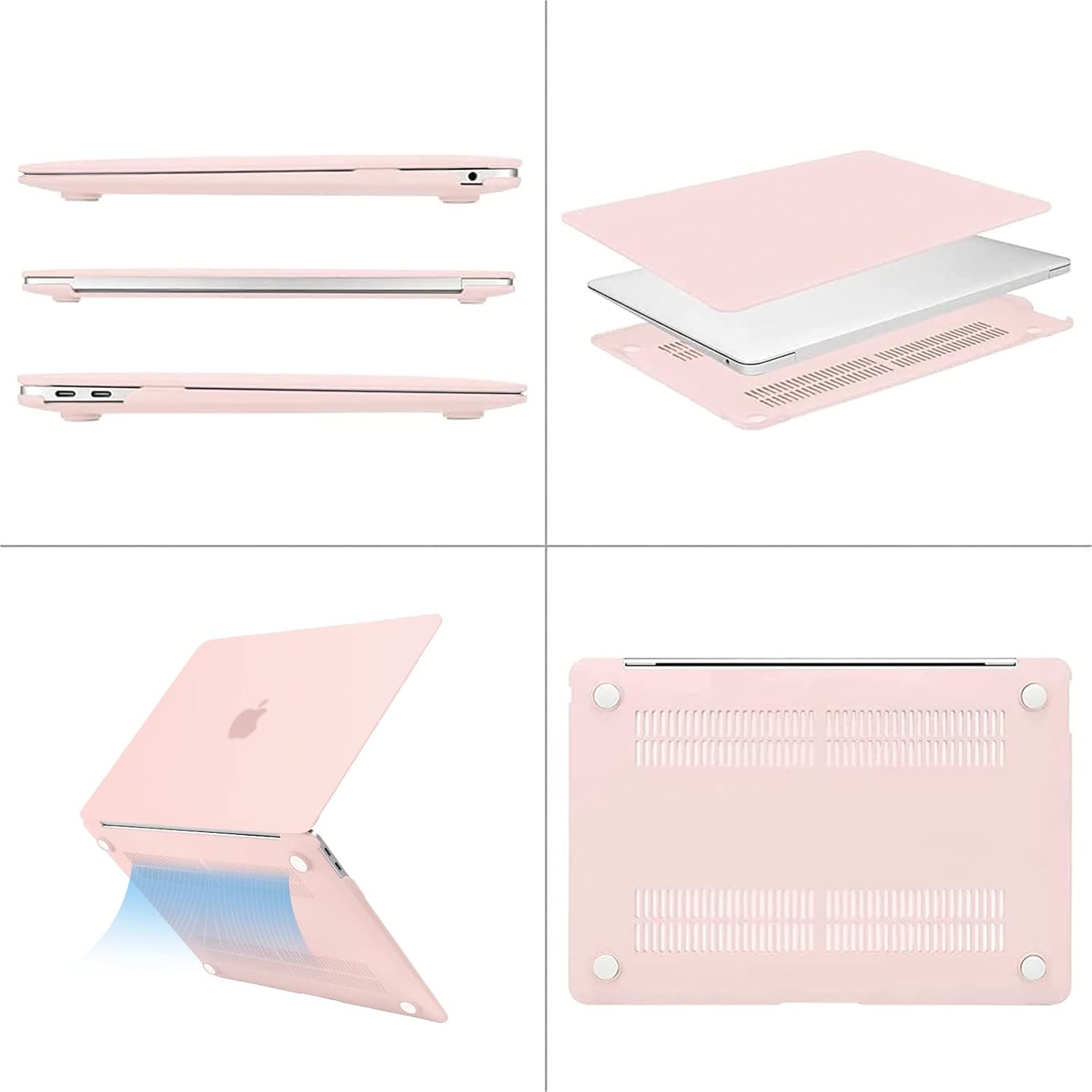 Alt View 1. mosiso - Case for MacBook Air 13 inch A2337 M1 A2179 A1932 with Touch ID 2018-2022 - Chalk Pink.