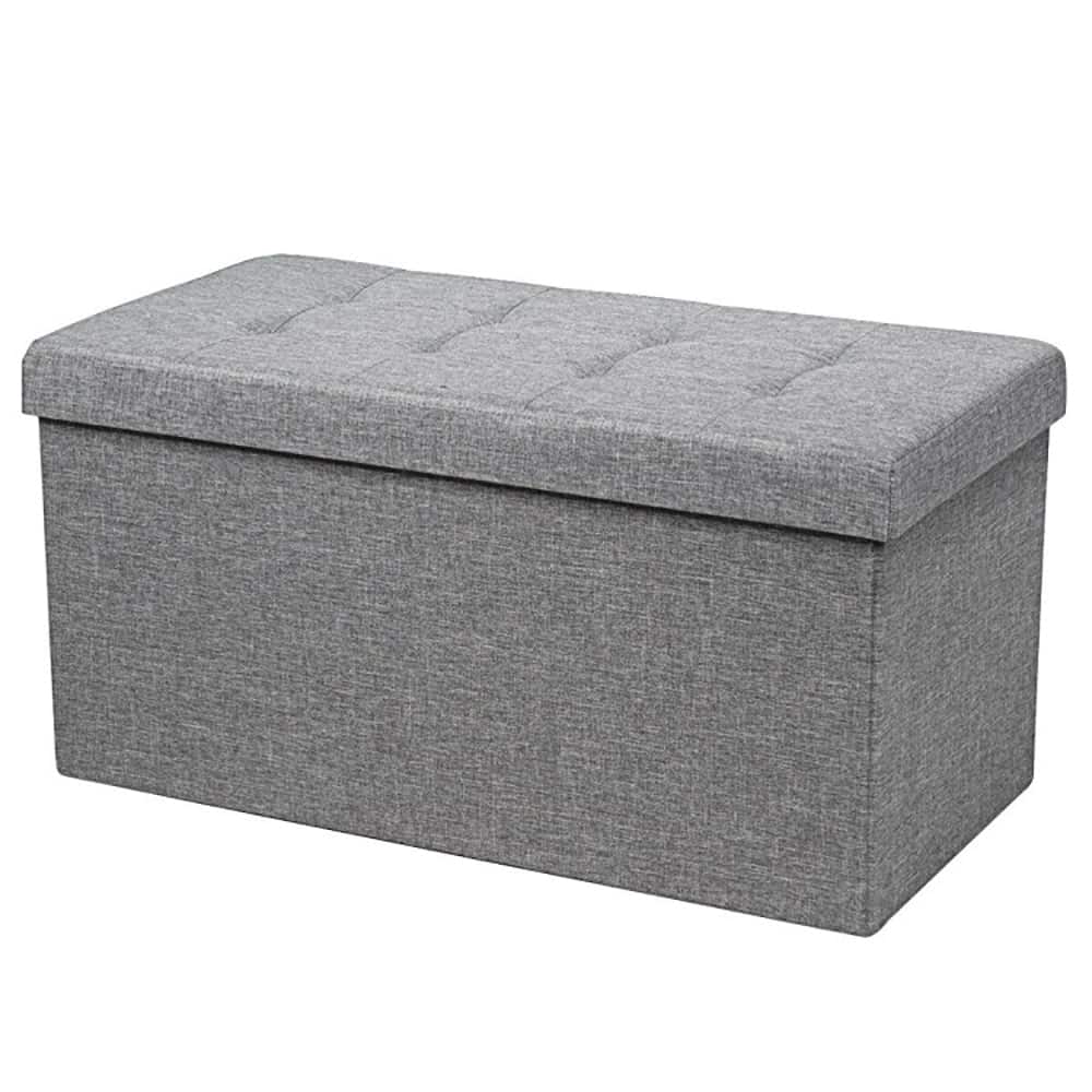 Kadyn - 31.5 Inch Fabric Foldable Storage with Removable Storage Bin-Light Folding Footstools,Multi-Functional Ottoman - Gray