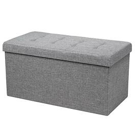 Kadyn - 31.5 Inch Fabric Foldable Storage with Removable Storage Bin-Light Folding Footstools,Multi-Functional Ottoman - Gray