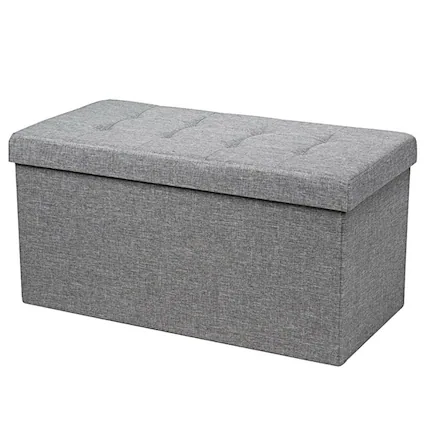 Front. Kadyn - 31.5 Inch Fabric Foldable Storage with Removable Storage Bin-Light Gray, Folding Footstools,Multi-Functional Ottoman - Gray.