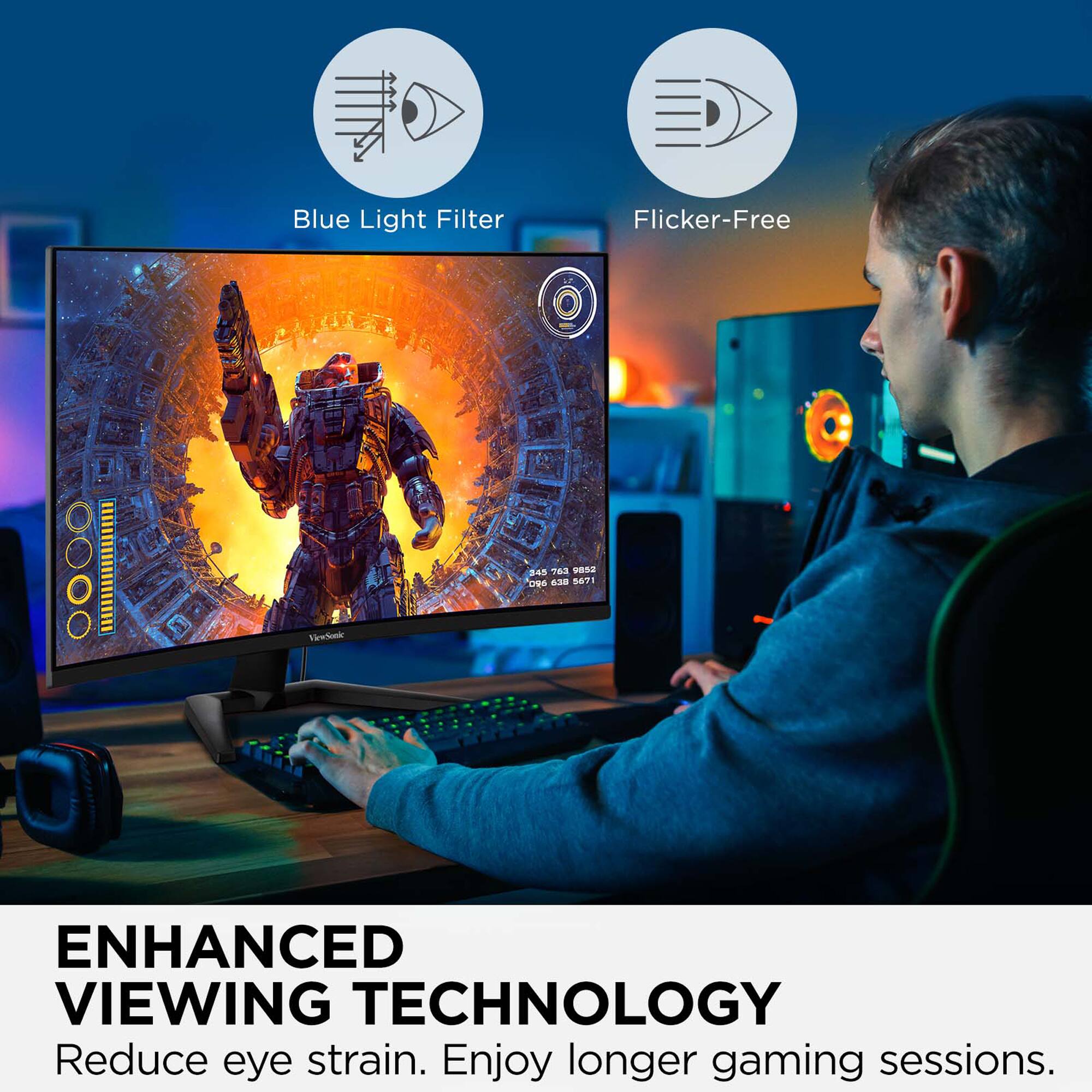 Enhanced Viewing Technology: Reduce eye strain. Enjoy longer gaming sessions.