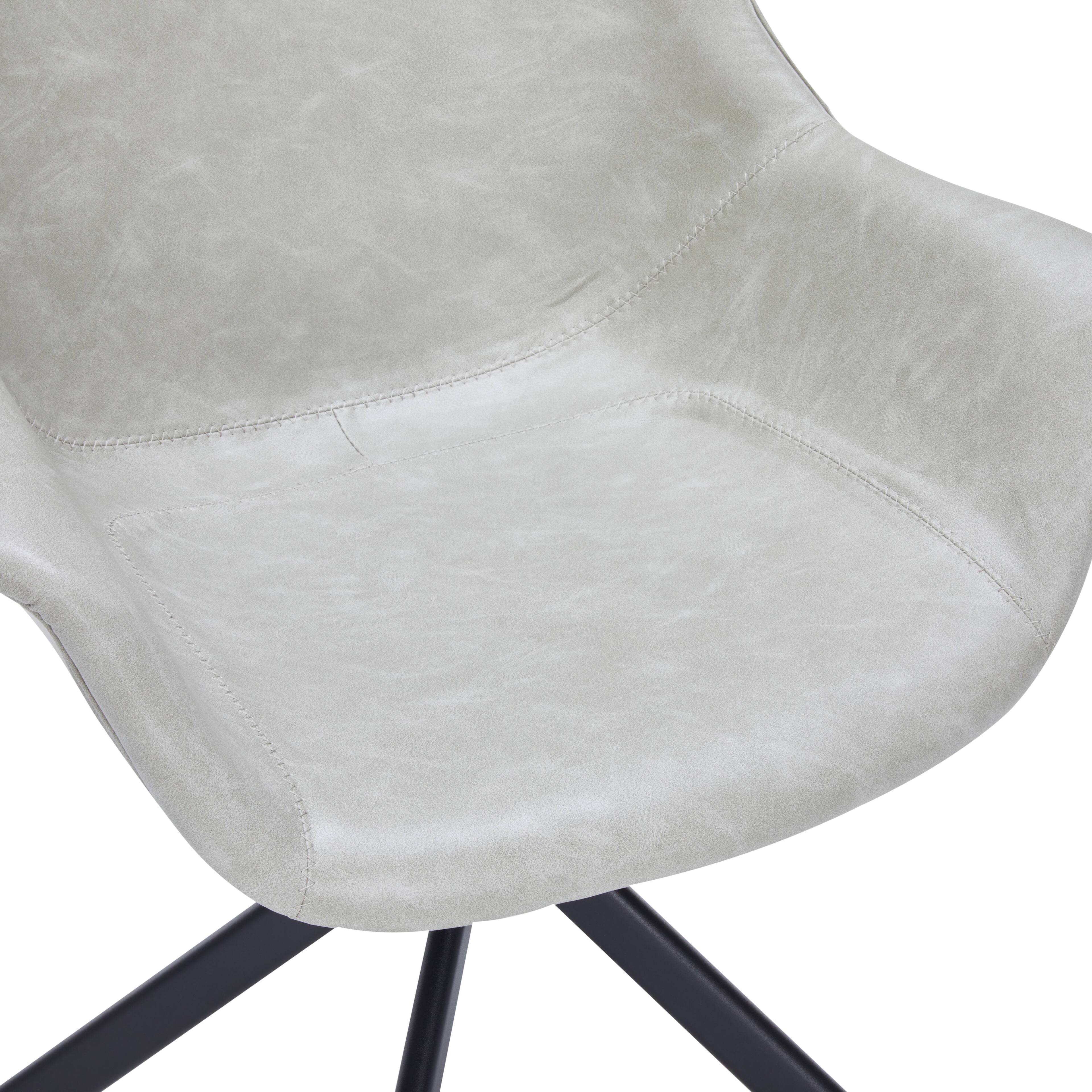 Alt View 6. LeisureMod - Markley 4-PCS Modern 360 Swivel Faux Leather Dining Armchair with Iron Legs - Light Grey.