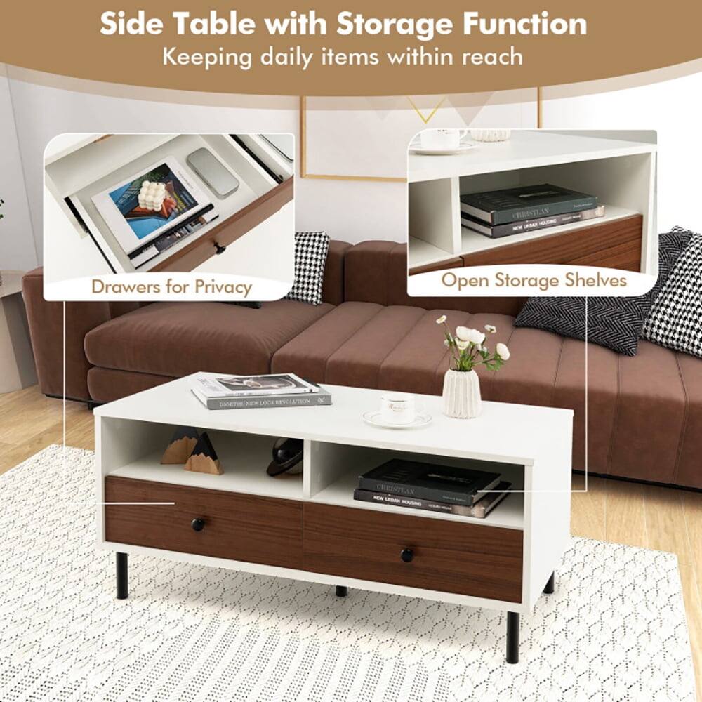 Side Table with Storage Function  
Keeping daily items within reach  

Drawers for Privacy  
Open Storage Shelves