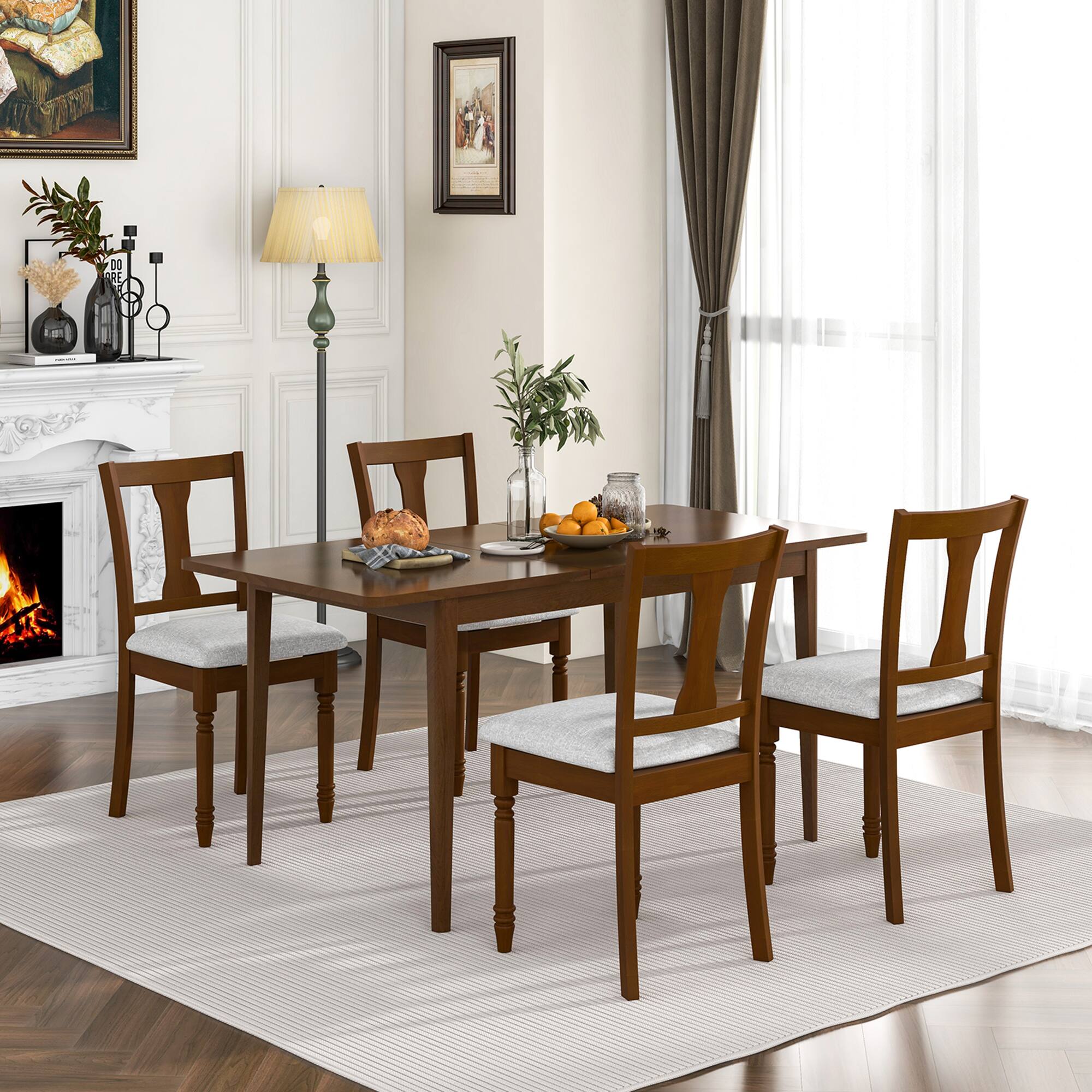 Alt View 9. Gymax - Gymax Set of 4 Upholstered Wooden Dining Chair w/ Seat Storage Space Brown - Brown + Light Gray.