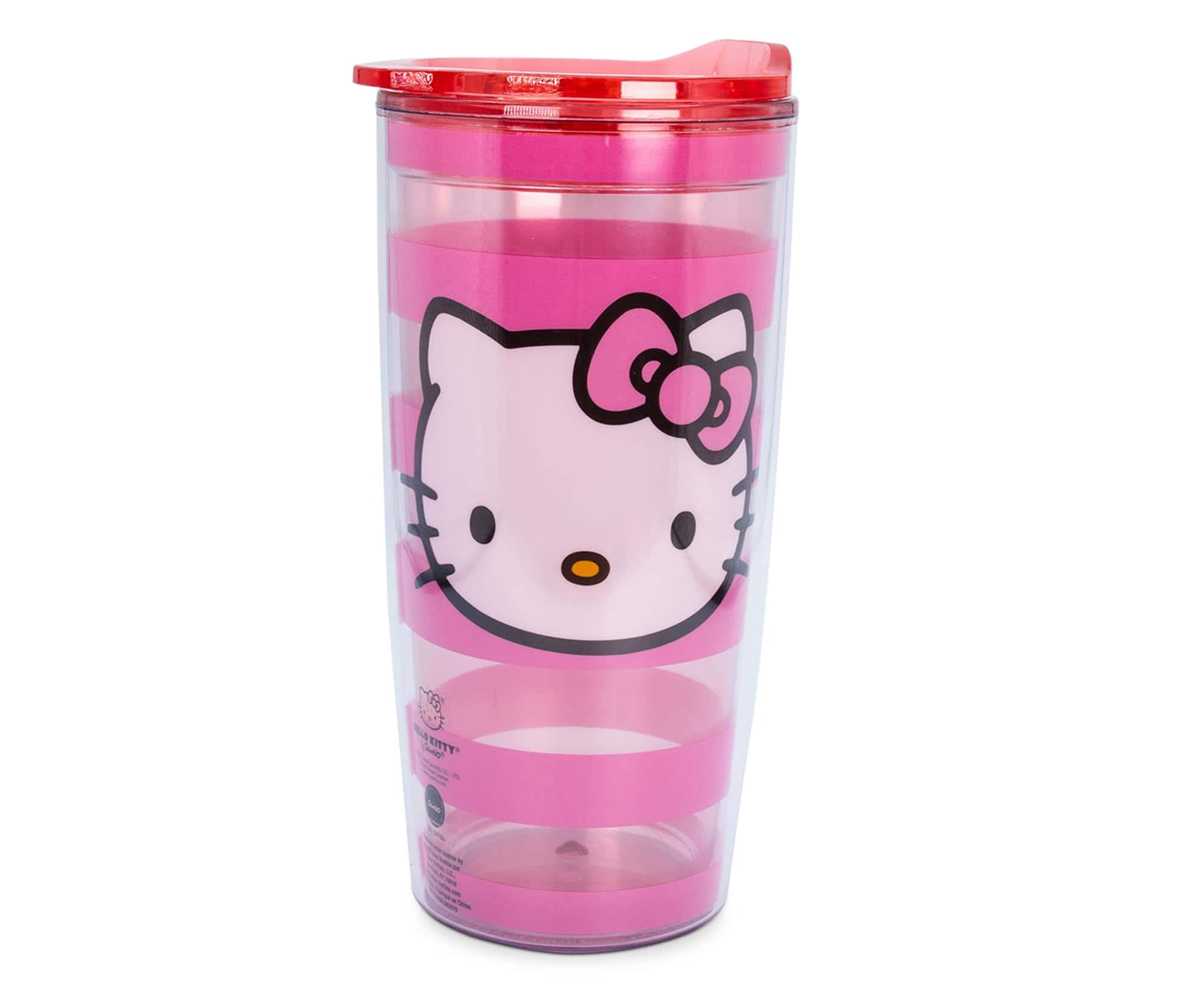 Silver Buffalo - Sanrio Hello Kitty Stripes Travel Tumbler with Slide Close Lid | 20 Ounces - Pink