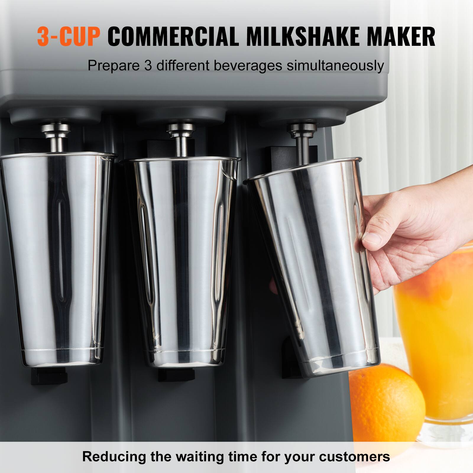 3-CUP COMMERCIAL MILKSHAKE MAKER  
Prepare 3 different beverages simultaneously  
Reducing the waiting time for your customers