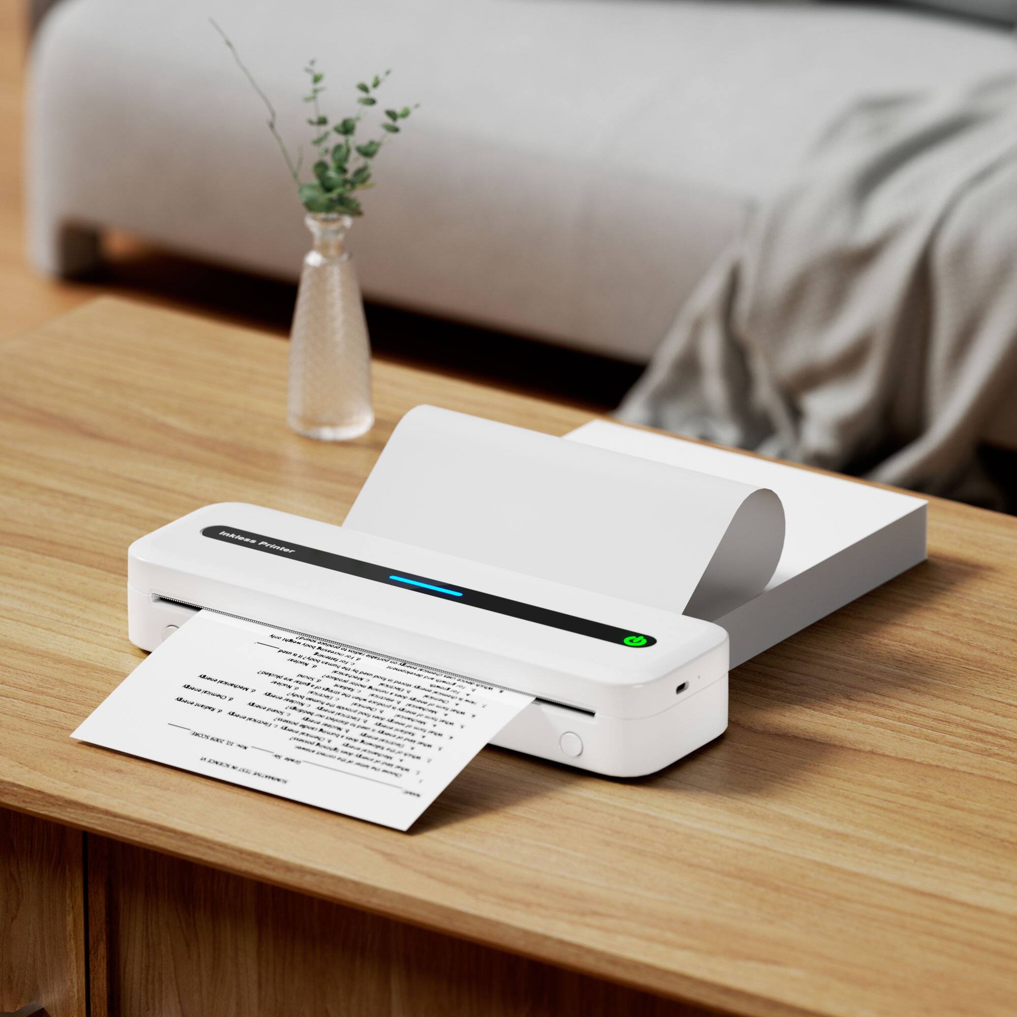 Alt View 2. Phomemo - M832 Portable Mini Wireless Printer for Travel and Home, support A4 size paper, with built-in paper bin - White.