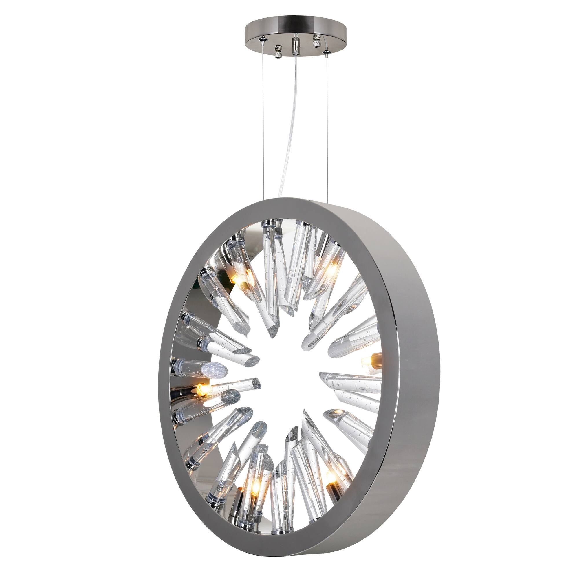 Back. CWI Lighting - Spiked 6 Light Chandelier With Polished Nickel Finish - Polished Nickel.