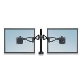 Fellowes - 8041701 Professional Series Depth Adjustable Dual Monitor Arm with 24-lb. Capacity - Black