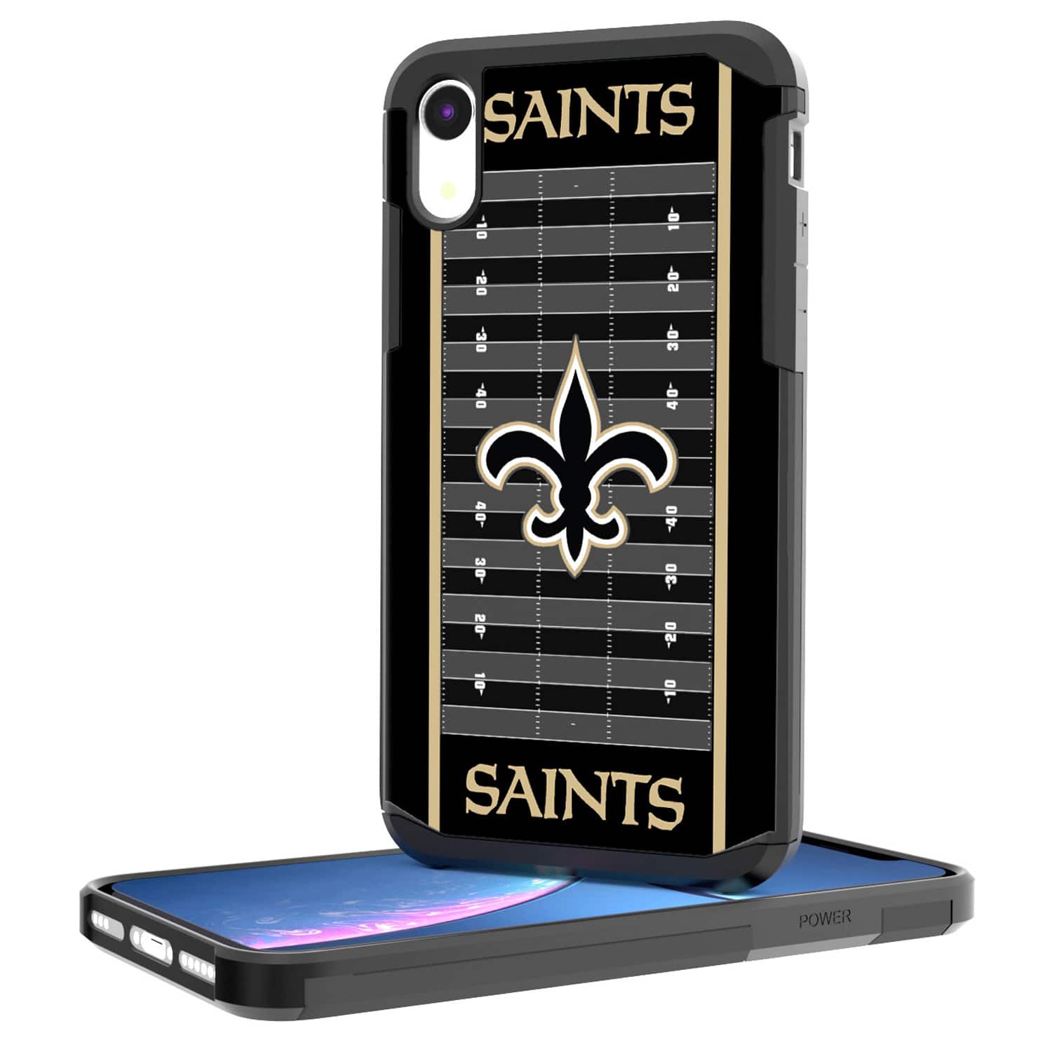 Keyscaper - NFL - New Orleans Saints iPhone Rugged Field Design Case - 14 Plus - Multicolor