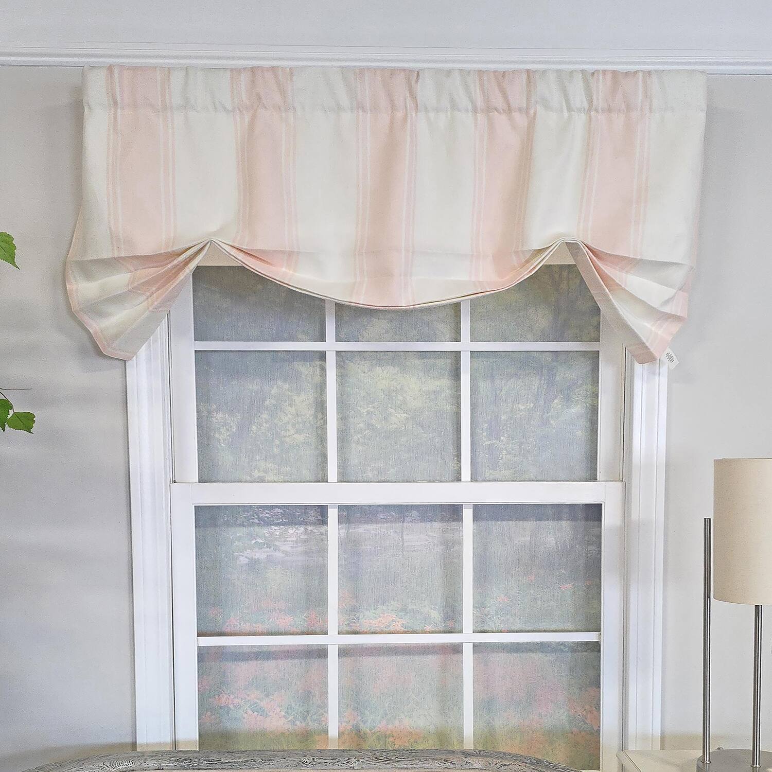 Angle. RLF Home - RLF Home Faded Stripe Butterfly 100% Cotton Rod Pocket Lined  Window Valance 50" x 17" Pink - Pink.