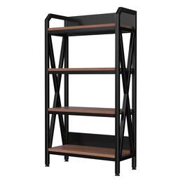 Lirago - 4-Tier Freestanding Shelving Unit With Wooden Shelves – Heavy-Duty Metal Storage Shelves( 56.3-in H ) - Black