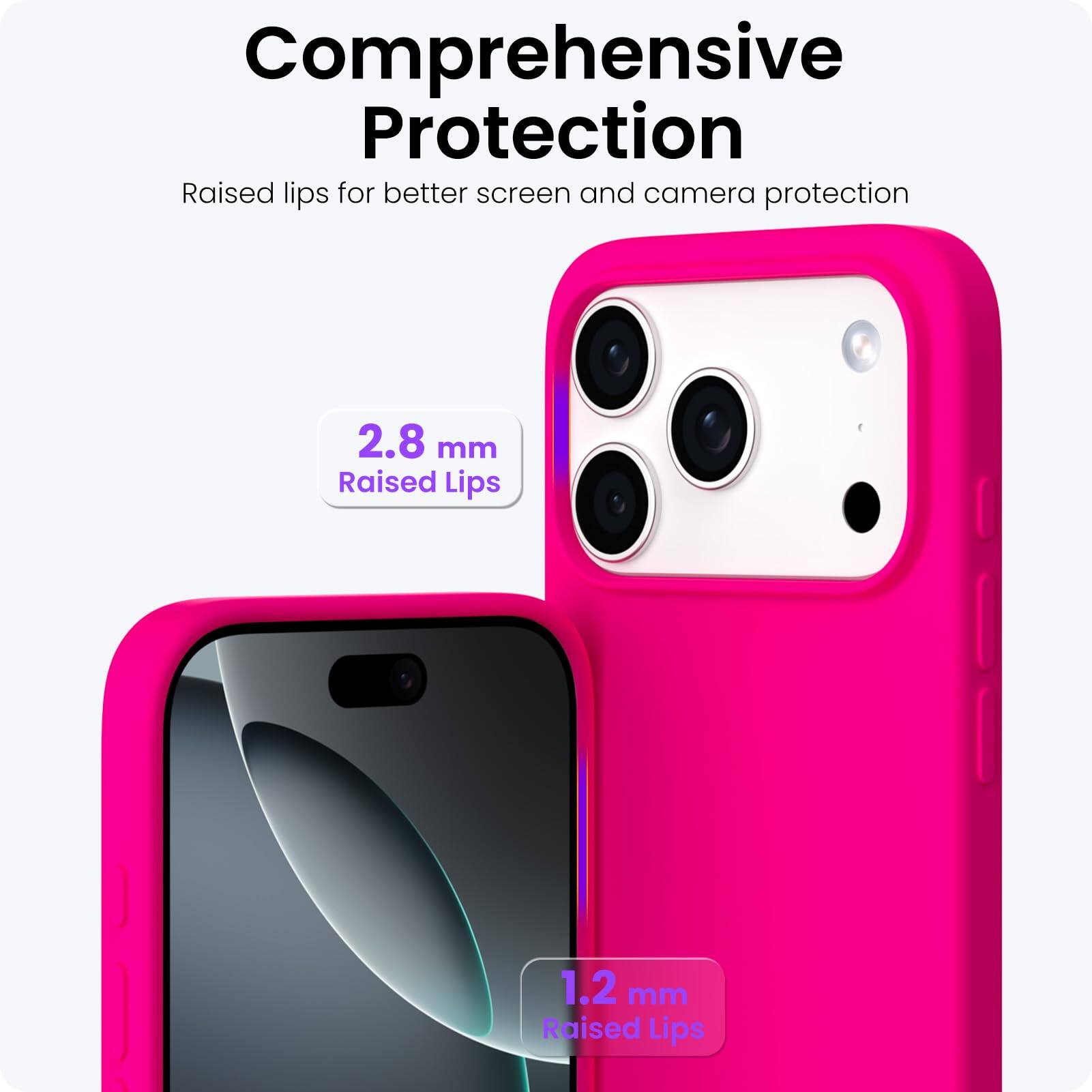 Comprehensive Protection

Raised lips for better screen and camera protection

2.8 mm Raised Lips

1.2 mm Raised Lips