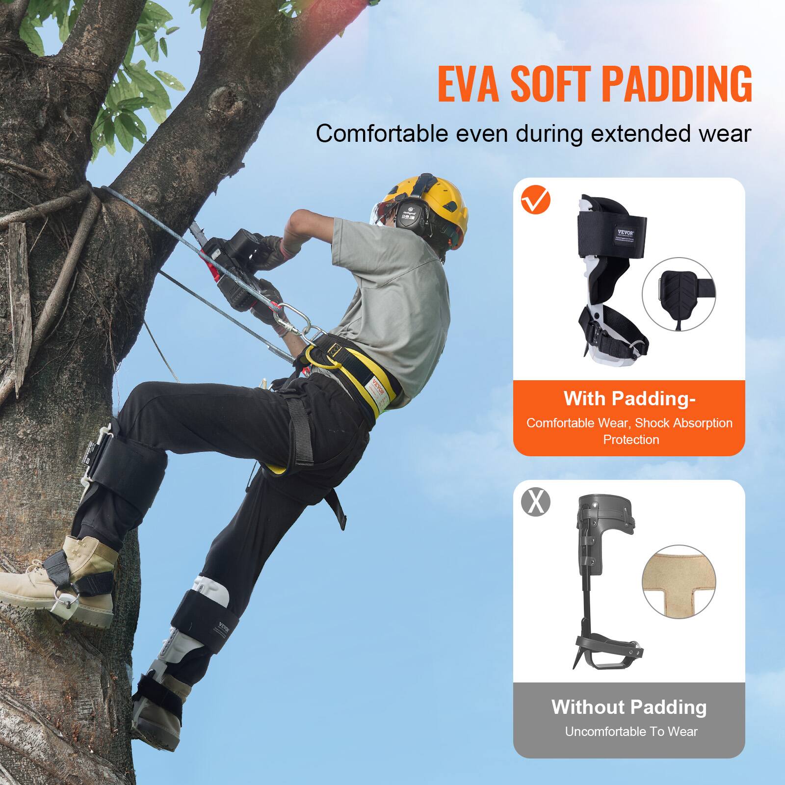 EVA SOFT PADDING  
Comfortable even during extended wear

With Padding-  
Comfortable Wear, Shock Absorption Protection

Without Padding  
Uncomfortable To Wear