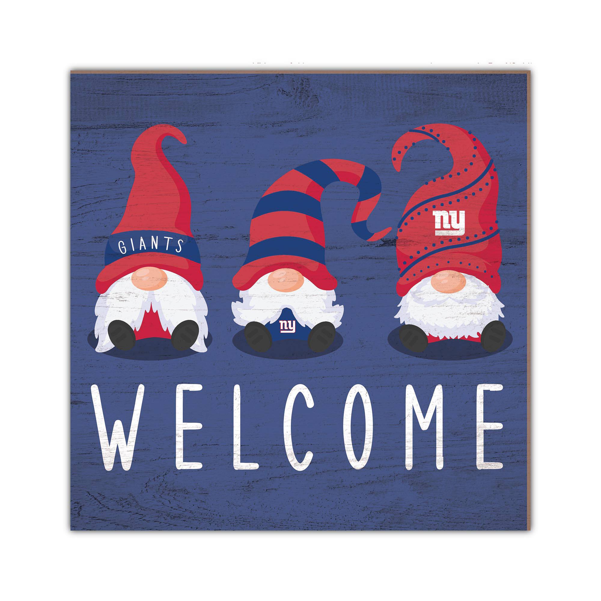 New York Giants 10'' x 10'' Welcome Gnomes Sign