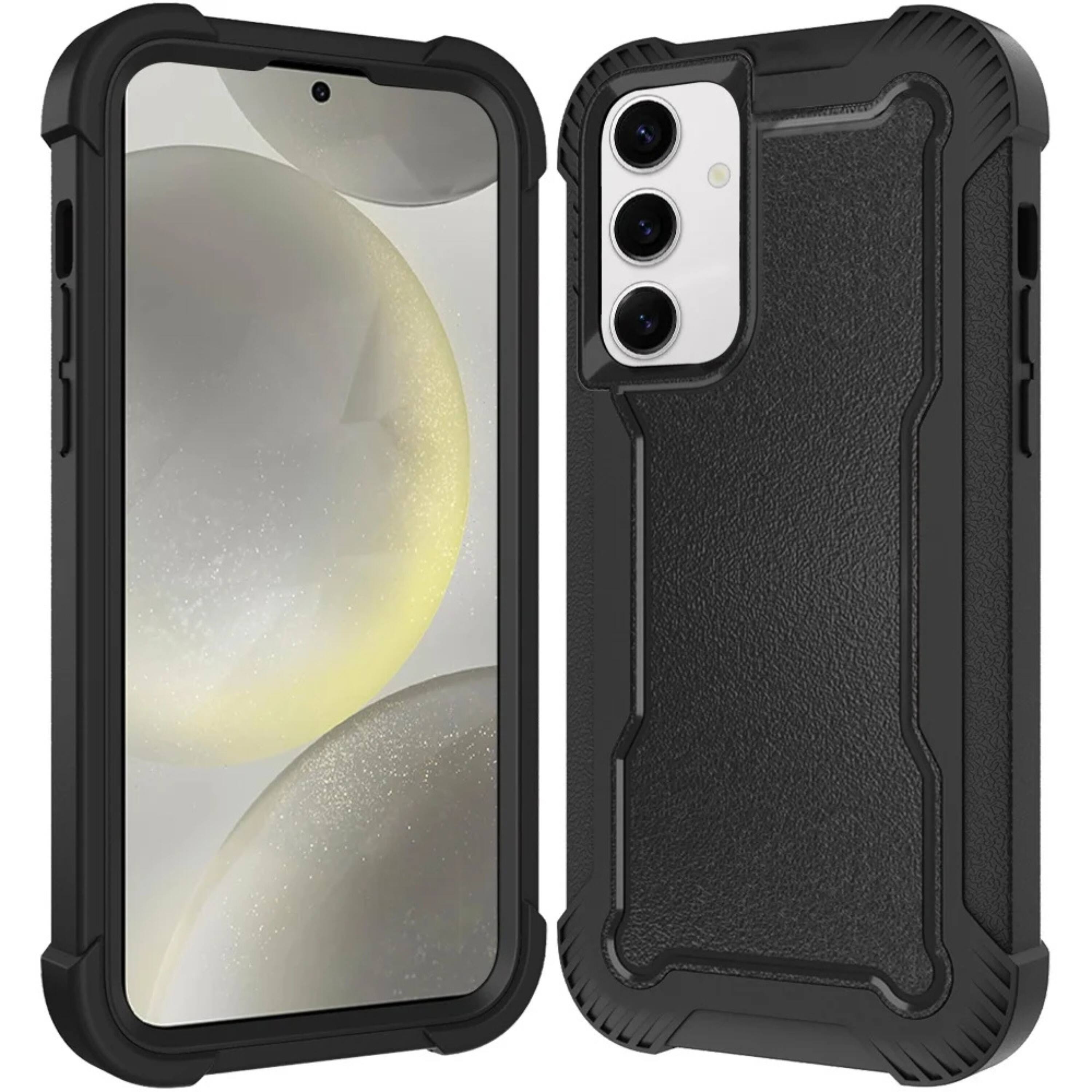 Angle. Kitcheniva - Shock Absorbent Thick Case For Samsung S25 Plus S24 Plus Rugged Design Black - Black.