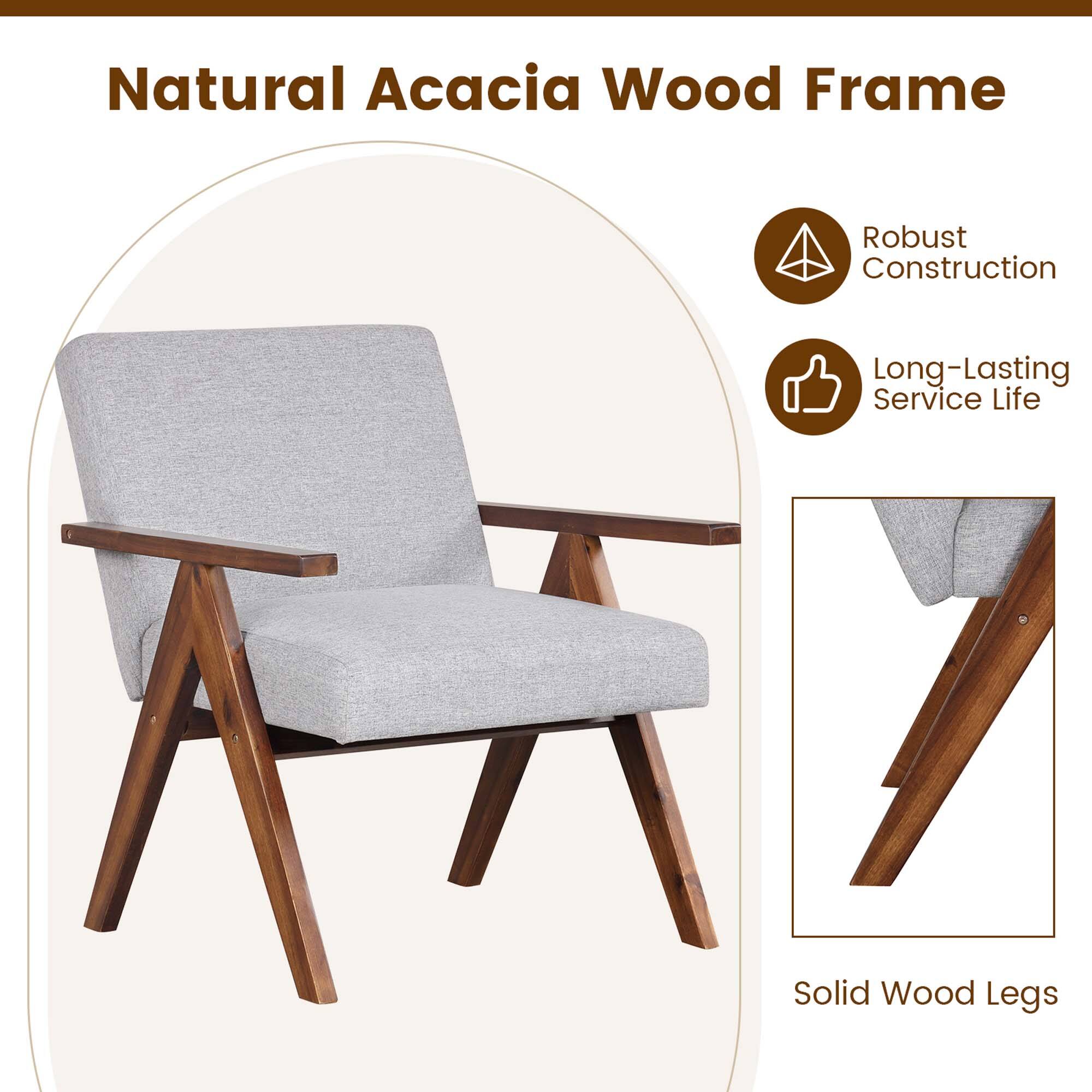 Natural Acacia Wood Frame Robust Construction Long-Lasting Service Life Solid Wood Legs