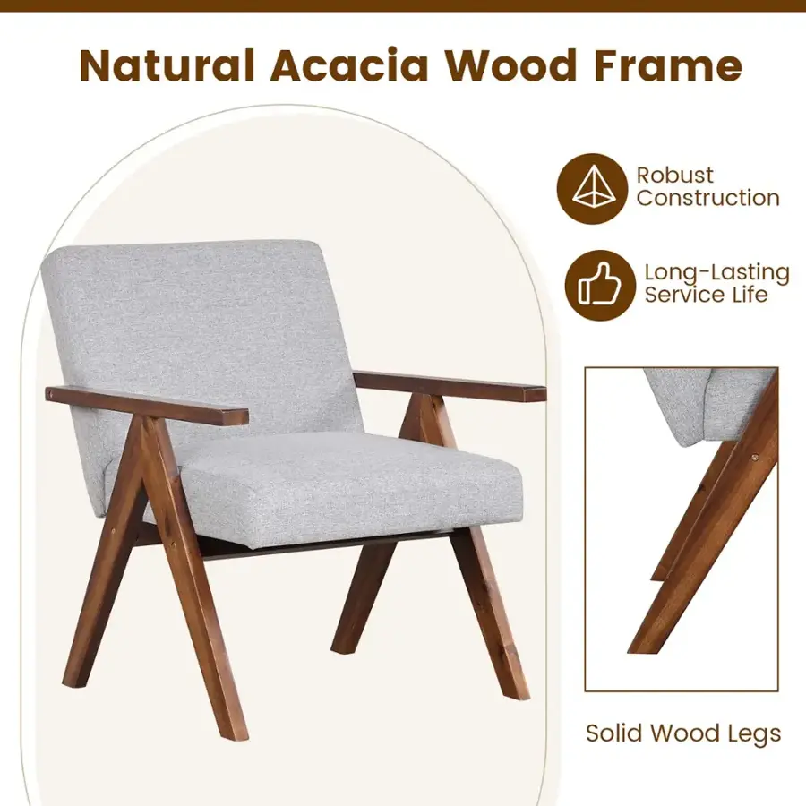 Natural Acacia Wood Frame Robust Construction Long-Lasting Service Life Solid Wood Legs