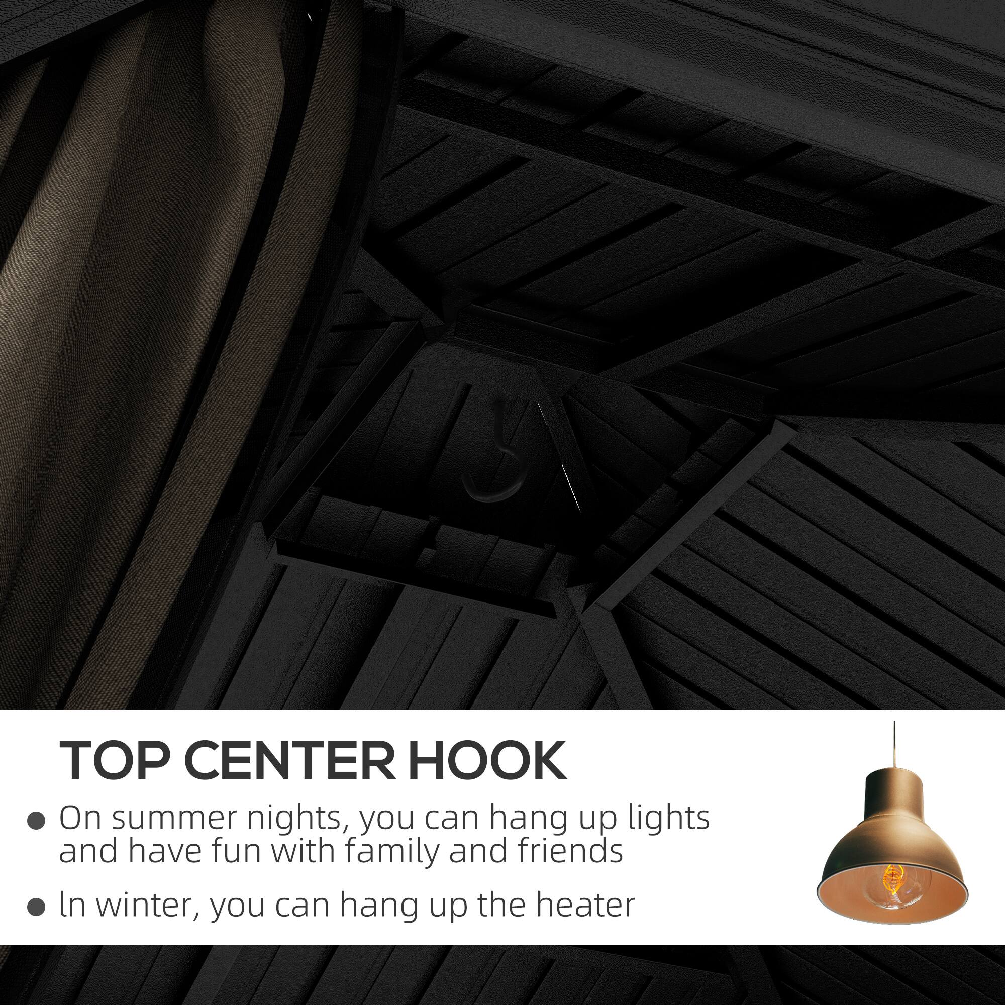 TOP CENTER HOOK

- On summer nights, you can hang up lights and have fun with family and friends
- In winter, you can hang up the heater