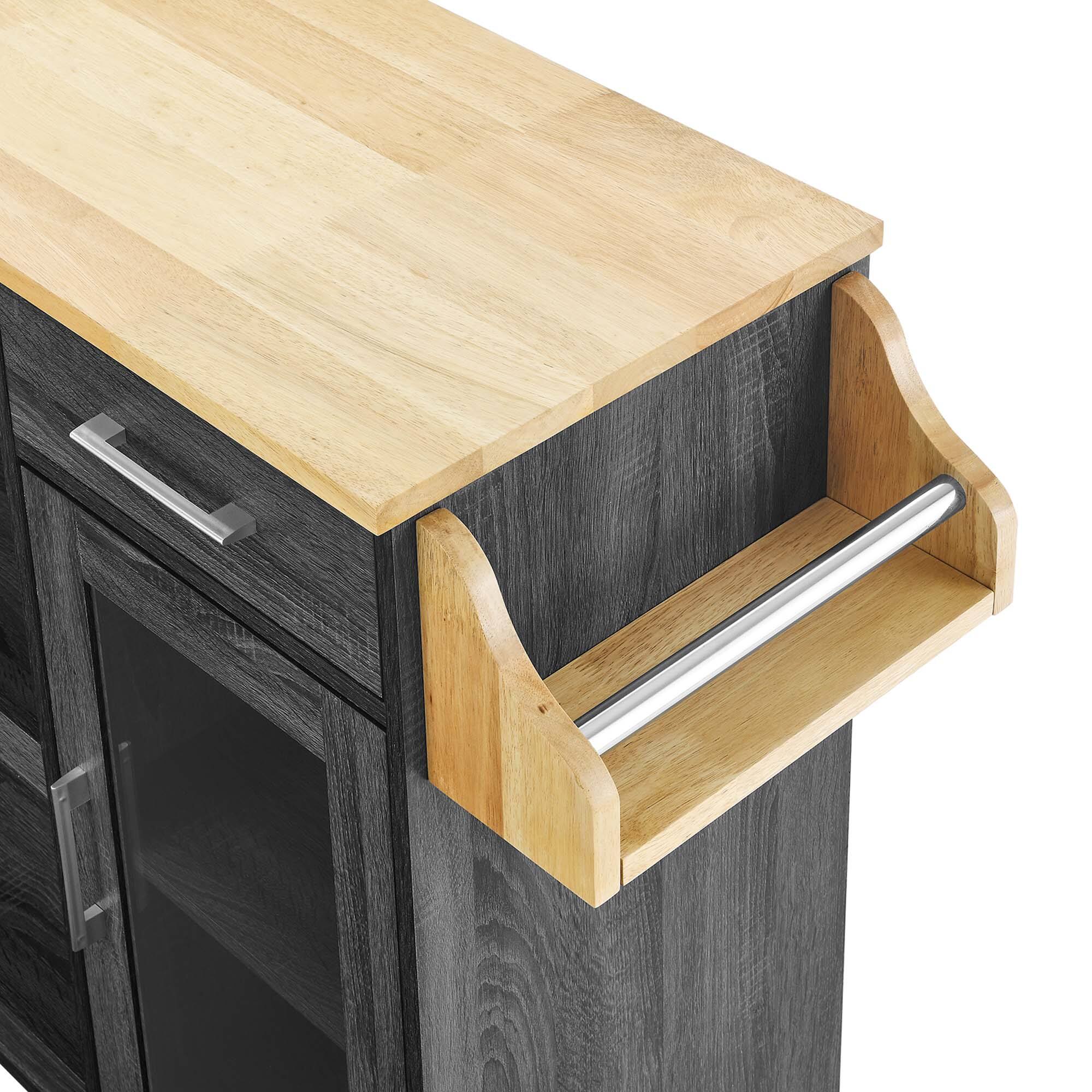 Alt View 7. Modway - Culinary Kitchen Cart With Spice Rack by Modway - Charcoal Natural.