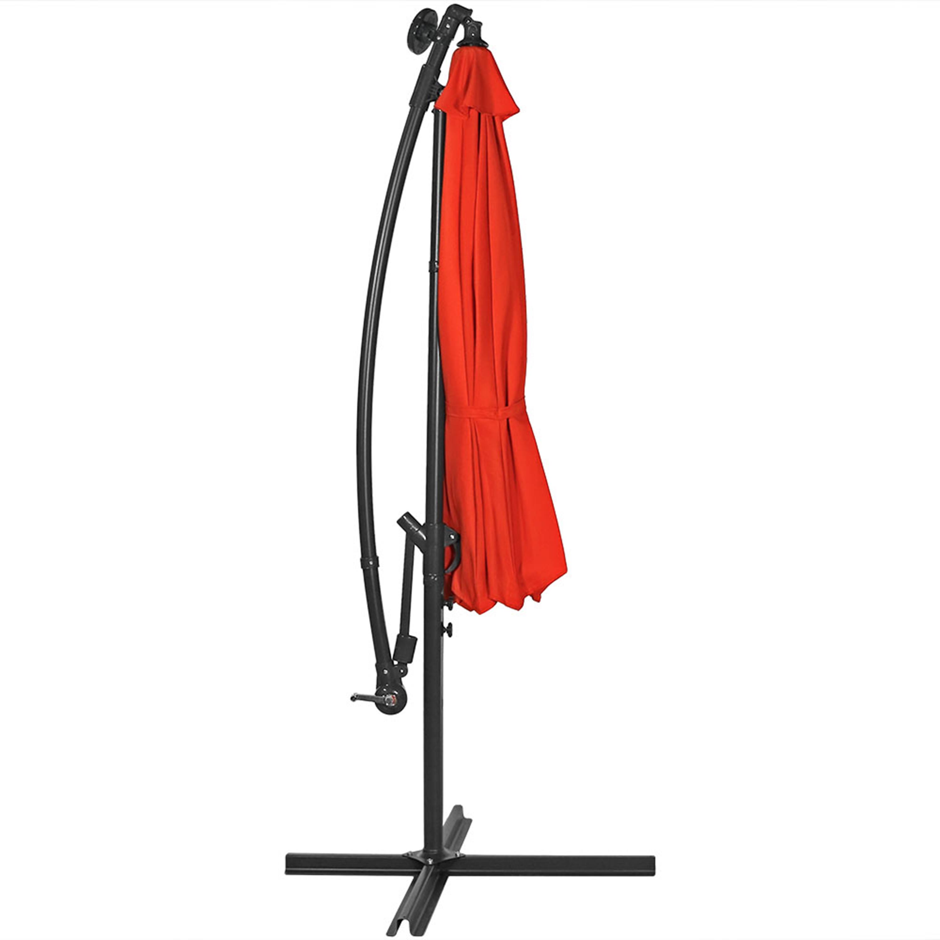 Alt View 10. Sunnydaze - 10 ft Solar Offset Steel Patio Umbrella with Crank - Burnt Orange.