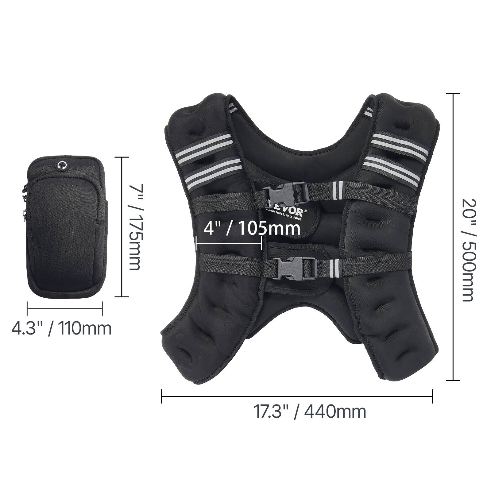 7" / 175mm, 4.3" / 110mm, 4" / 105mm, 4" / 20" / 500mm, 17.3" / 440mm