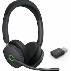 Front. Yealink - Yealink WH68 Hybrid DECT Wireless Headset - Microsoft Teams Certification - Stereo - Wireless - Bluetooth/DECT - 492.1 - Black.