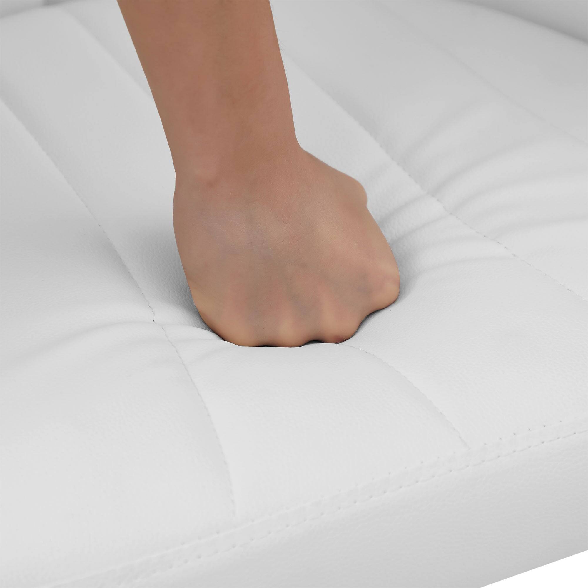 Back. Vecelo - PU Leather Office Chair with Adjustable Height and Footrest - 330lb Capacity, 360° Swivel, Ergonomic Computer Desk Chair - White.