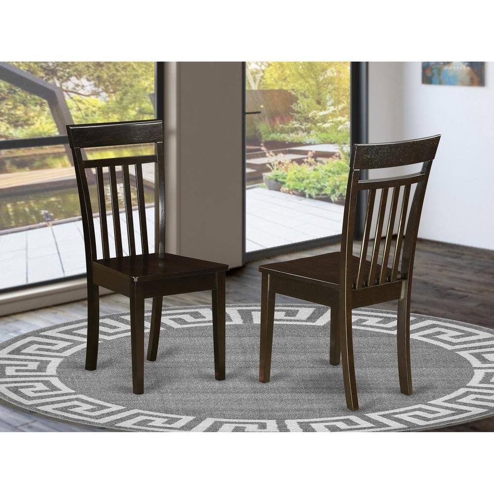Left. East West Furniture - Capri slat back kitche dining Chair with wood Seat - Cappuccino.